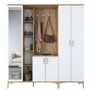 Hanah Home EA131 - 2801 Recibidor de Entrada Nogal y Blanco 180x198.6x37.5cm Mueble Organizador para Hogar
